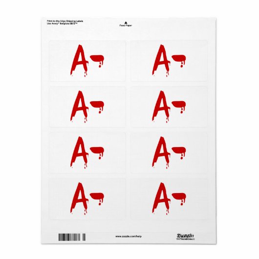 Bloedgroep A - Negatief #Horror-ziekenhuis Etiket (Full Sheet)