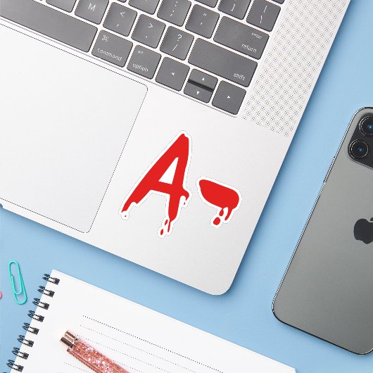 Bloedgroep A - Negatief #Horror-ziekenhuis Sticker (Laptop met iPhone)