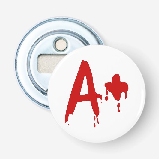 Bloedgroep A+ Positief #Horror Ziekenhuis Button Flesopener (Voorkant)