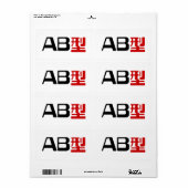 Bloedgroep AB Japans Kanji Etiket (Full Sheet)