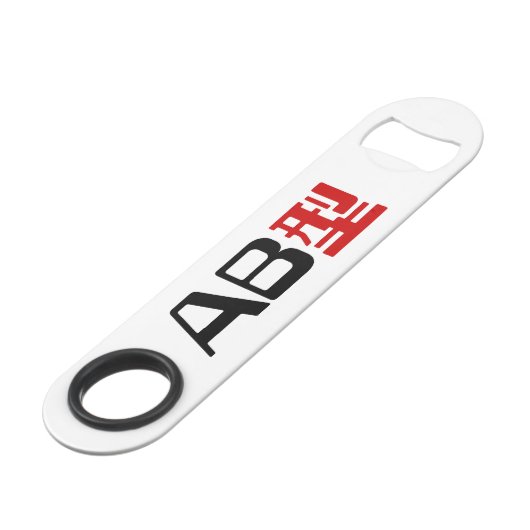 Bloedgroep AB Japans Kanji Speed Flessenopener (Voorkant Gekanteld)