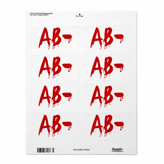 Bloedgroep AB - Negatief #Horror ziekenhuis Etiket (Full Sheet)