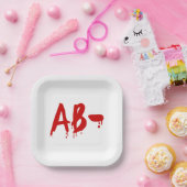 Bloedgroep AB - Negatief #Horror ziekenhuis Papieren Bordje (Feest)