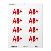 Bloedgroep AB+ Positief #Horror Hospital Etiket (Full Sheet)