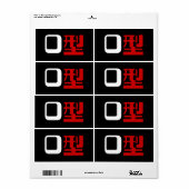 Bloedgroep O Japans Kanji Etiket (Full Sheet)