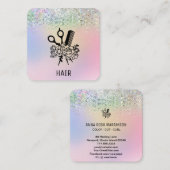 *~* Bloedhaardroger ventilator Glitter AP6 Floral Vierkante Visitekaartje (Voorkant / Achterkant)