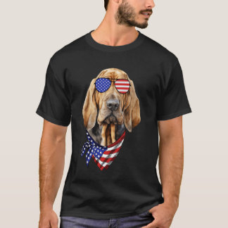 Bloedhond Amerikaanse vlag bril 4 juli T-shirt