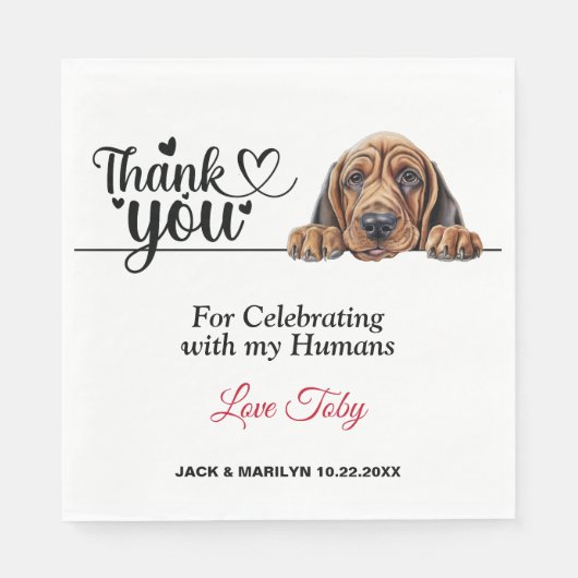 bloedhond bruiloft cocktail servet (Voorkant)