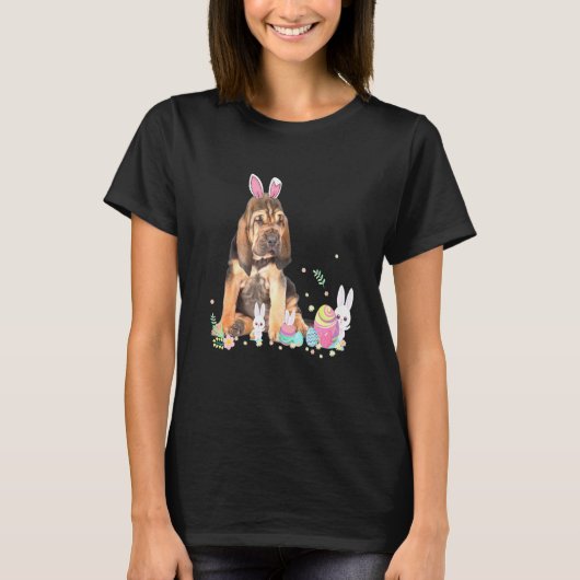 Bloedhond Bunny Rabbit Easter Eggs T-shirt (Voorkant)