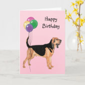 Bloedhond, de Ballons van de Verjaardag Kaart (Gele Bloem)