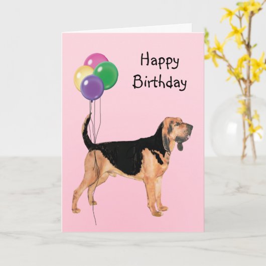 Bloedhond, de Ballons van de Verjaardag Kaart (Gele Bloem)
