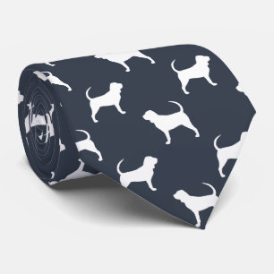 Bloedhond Dog Silhouettes Pattern Blue and White Stropdas