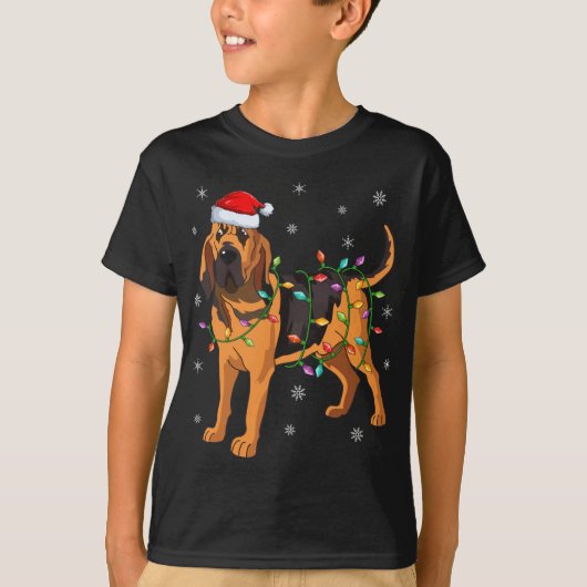 Bloedhond Dog Xmas lichtende kerstman T-shirt (Voorkant)