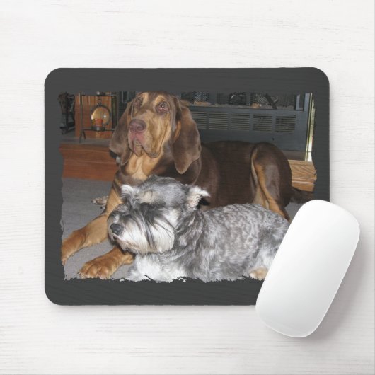 Bloedhond en Miniatuur schnauzer Mousepad Muismat (Met muis)