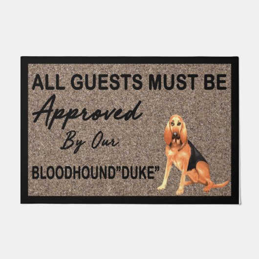bloedhond geschenken, bloedhond eigenaar opwarming deurmat (Voorkant)