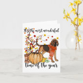 Bloedhond Herfst Pompoenen Herfst Blad Boom Kaart (Gele Bloem)