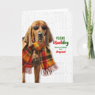 Bloedhond Hond Grappige Vlooien Navidog met Naam Feestdagen Kaart