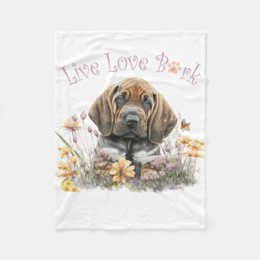 Bloedhond Hond Mom Floral Fleece Deken (Voorkant)