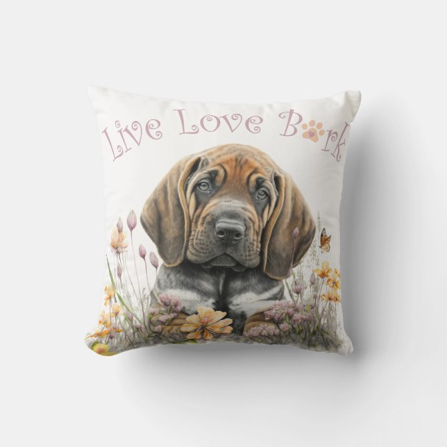 Bloedhond Hond Mom Floral Kussen (Voorkant)
