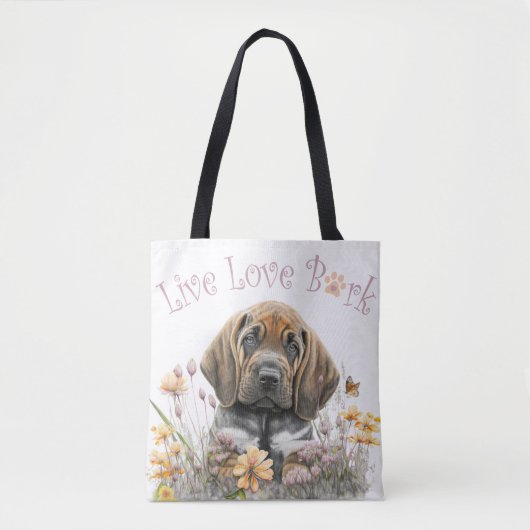 Bloedhond Hond Mom Floral Tote Bag (Voorkant)