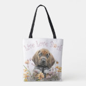 Bloedhond Hond Mom Floral Tote Bag (Achterkant)