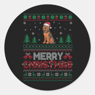 Bloedhond Hondenliefhebbers Santa Hat Kerstboom Li Ronde Sticker