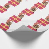 Bloedhond in Santa Hat Wrapping Paper Cadeaupapier (Hoek)
