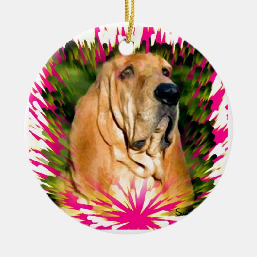 bloedhond keramisch ornament (Voorkant)