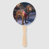 Bloedhond Kerst Seizoen Handwaaier (Voorkant)