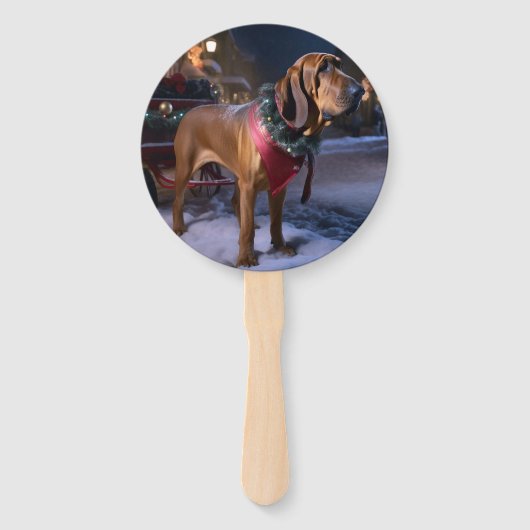 Bloedhond Kerst Seizoen Handwaaier (Voorkant)