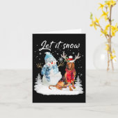 Bloedhond Kerstman Sneeuwman Xmas Pajama Kaart (Gele Bloem)