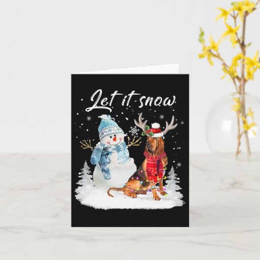 Bloedhond Kerstman Sneeuwman Xmas Pajama Kaart (Gele Bloem)