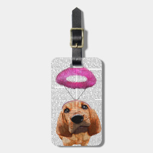 Bloedhond met Angelic Pink Halo Bagagelabel