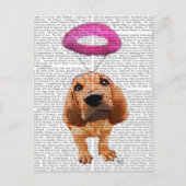Bloedhond met Angelic Pink Halo Briefkaart (Voorkant)