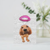 Bloedhond met Angelic Pink Halo Briefkaart (Staand voorkant)