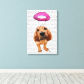 Bloedhond met Angelic Pink Halo Canvas Afdruk (Insitu (Houten vloer))