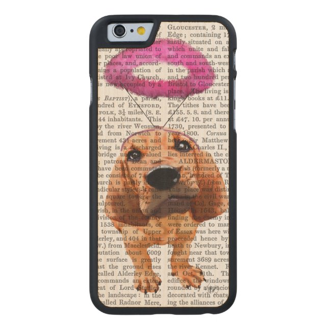 Bloedhond met Angelic Pink Halo Carved Wood iPhone Hoesje (Achterkant)