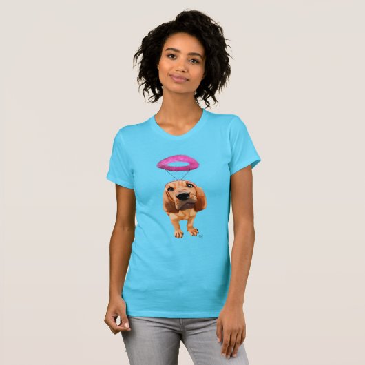 Bloedhond met Angelic Pink Halo T-shirt (Voorkant volledig)