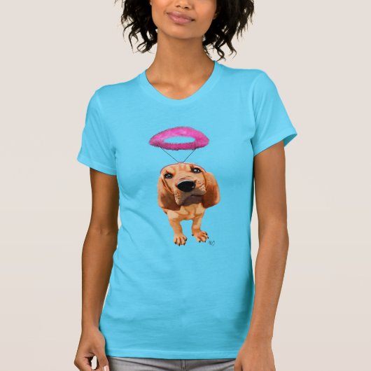 Bloedhond met Angelic Pink Halo T-shirt (Voorkant)
