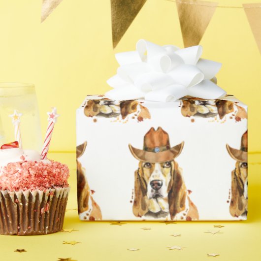 Bloedhond met Cowboy Pet Cadeaupapier (Verjaardagsfeest)