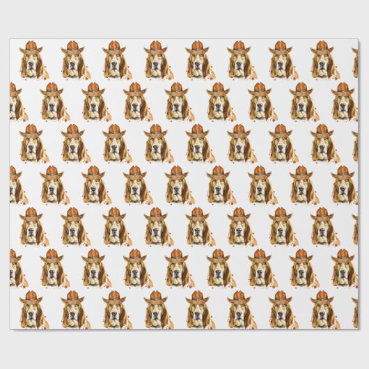 Bloedhond met Cowboy Pet Cadeaupapier (Vlak)