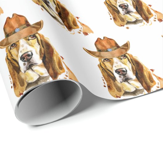 Bloedhond met Cowboy Pet Cadeaupapier (Rol Hoek)