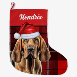 Bloedhond met Holiday Pset en Dogs Name Grote Kerstsok