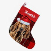 Bloedhond met Holiday Pset en Dogs Name Grote Kerstsok (Voorkant (Hangend))