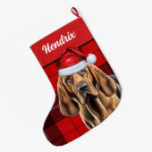 Bloedhond met Holiday Pset en Dogs Name Grote Kerstsok (Achterkant (Hangend))