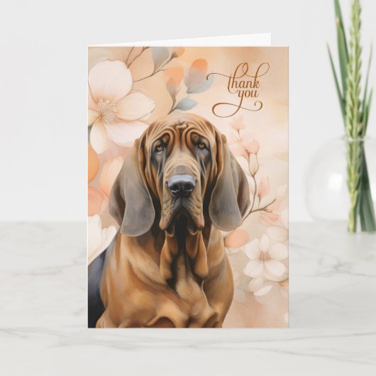 Bloedhond met perzikbloesem bedankkaart (Voorkant)