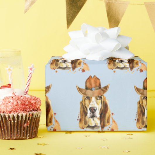 Bloedhond met Sheriff Cowboy Pet Cadeaupapier (Verjaardagsfeest)