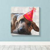 Bloedhond na de partij canvas afdruk (Insitu (Houten vloer))