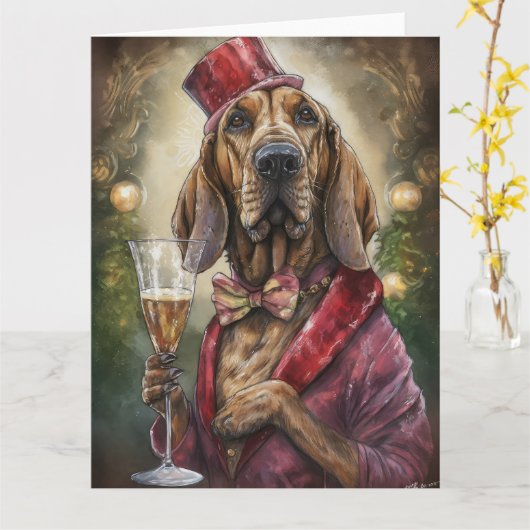 Bloedhond Nieuwjaar Kaart (Gele Bloem)