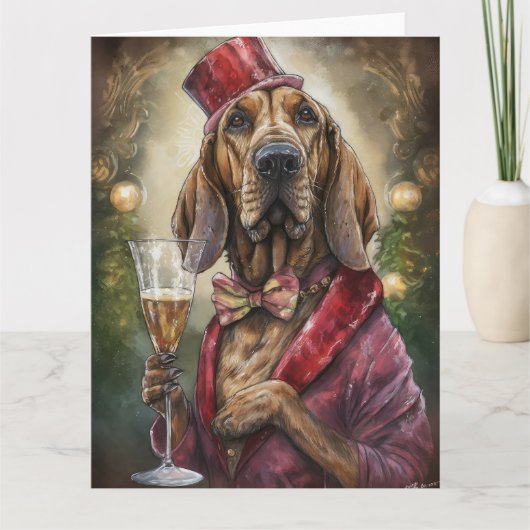 Bloedhond Nieuwjaar Kaart (Voorkant)